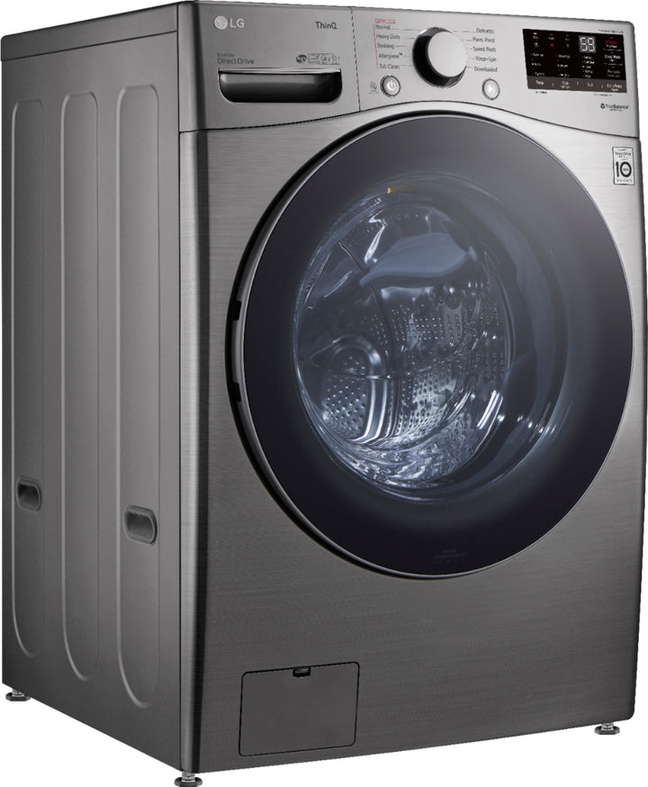 LG - 4.5 Cu. Ft. High-Efficiency Stackable Smart Front Load Washer with Steam and 6Motion Technology - Graphite steel_1