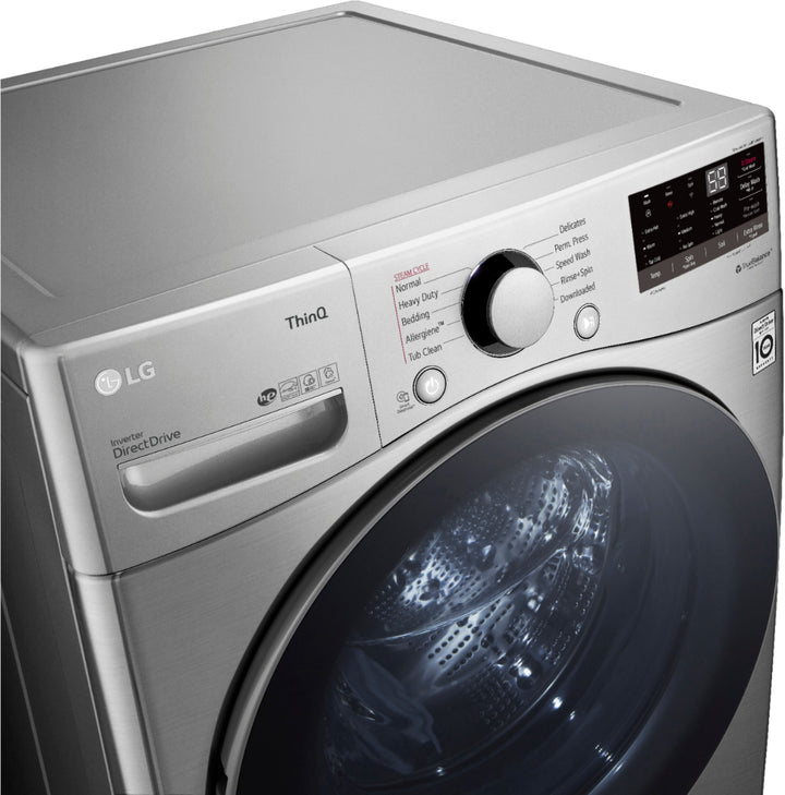 LG - 4.5 Cu. Ft. High-Efficiency Stackable Smart Front Load Washer with Steam and 6Motion Technology - Graphite steel_16