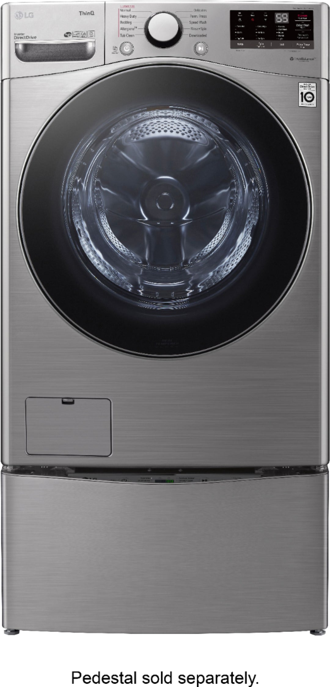 LG - 4.5 Cu. Ft. High-Efficiency Stackable Smart Front Load Washer with Steam and 6Motion Technology - Graphite steel_11