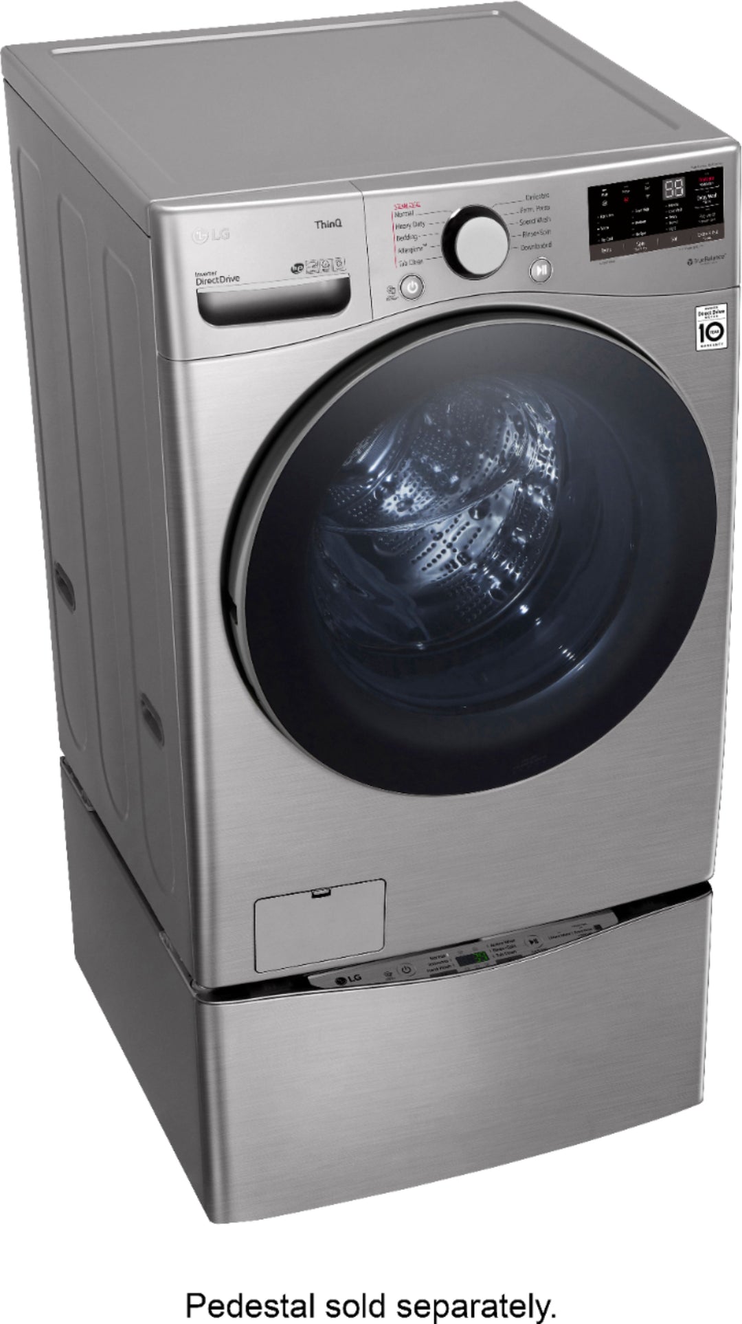 LG - 4.5 Cu. Ft. High-Efficiency Stackable Smart Front Load Washer with Steam and 6Motion Technology - Graphite steel_13
