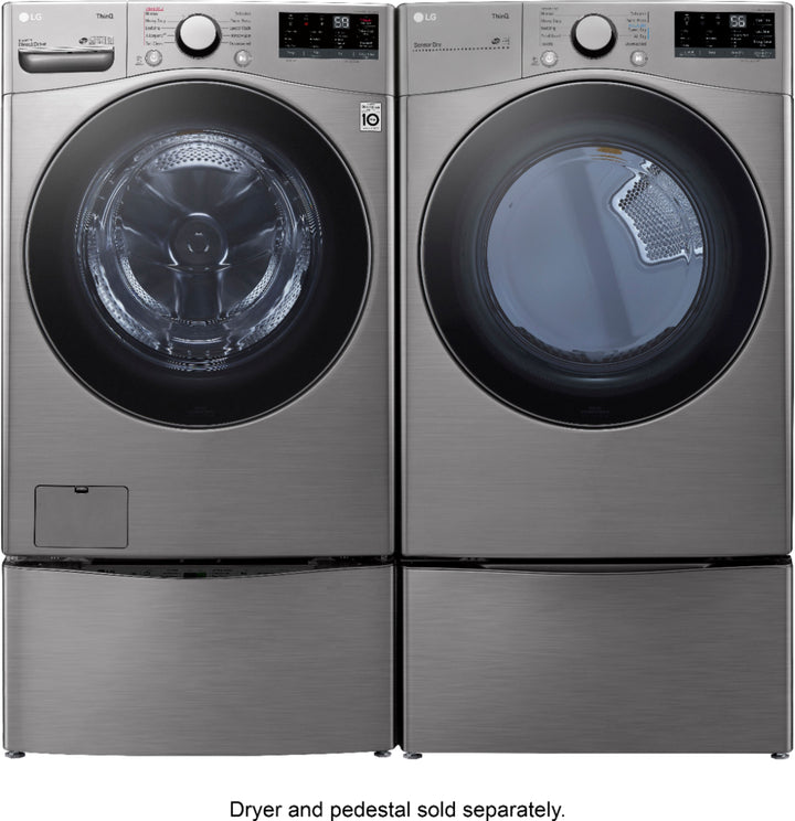 LG - 4.5 Cu. Ft. High-Efficiency Stackable Smart Front Load Washer with Steam and 6Motion Technology - Graphite steel_6