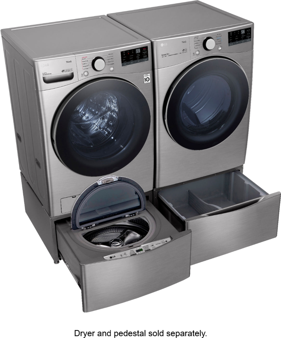 LG - 4.5 Cu. Ft. High-Efficiency Stackable Smart Front Load Washer with Steam and 6Motion Technology - Graphite steel_5