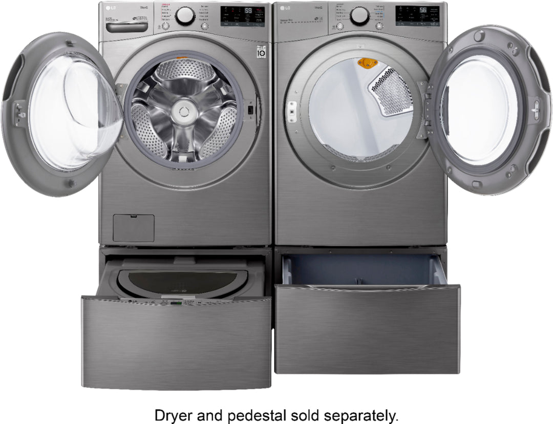 LG - 4.5 Cu. Ft. High-Efficiency Stackable Smart Front Load Washer with Steam and 6Motion Technology - Graphite steel_3