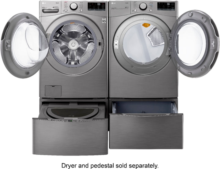 LG - 4.5 Cu. Ft. High-Efficiency Stackable Smart Front Load Washer with Steam and 6Motion Technology - Graphite steel_3