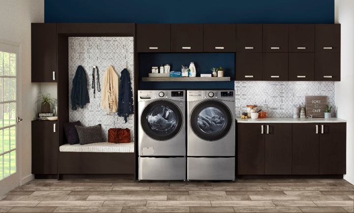 LG - 4.5 Cu. Ft. High-Efficiency Stackable Smart Front Load Washer with Steam and 6Motion Technology - Graphite steel_24