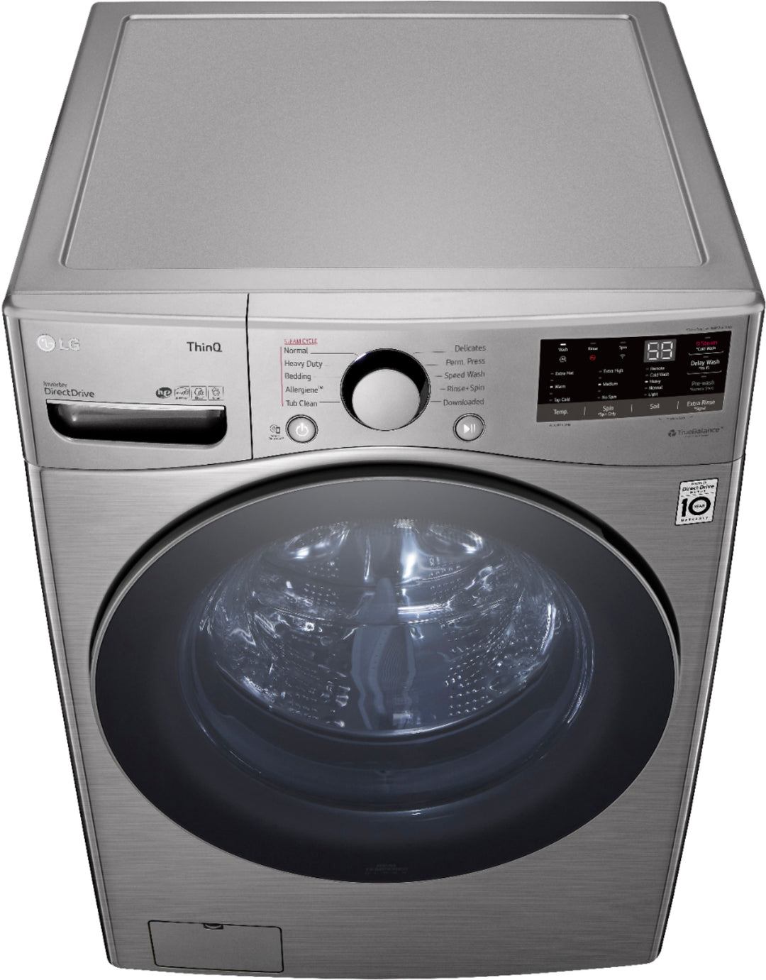 LG - 4.5 Cu. Ft. High-Efficiency Stackable Smart Front Load Washer with Steam and 6Motion Technology - Graphite steel_21