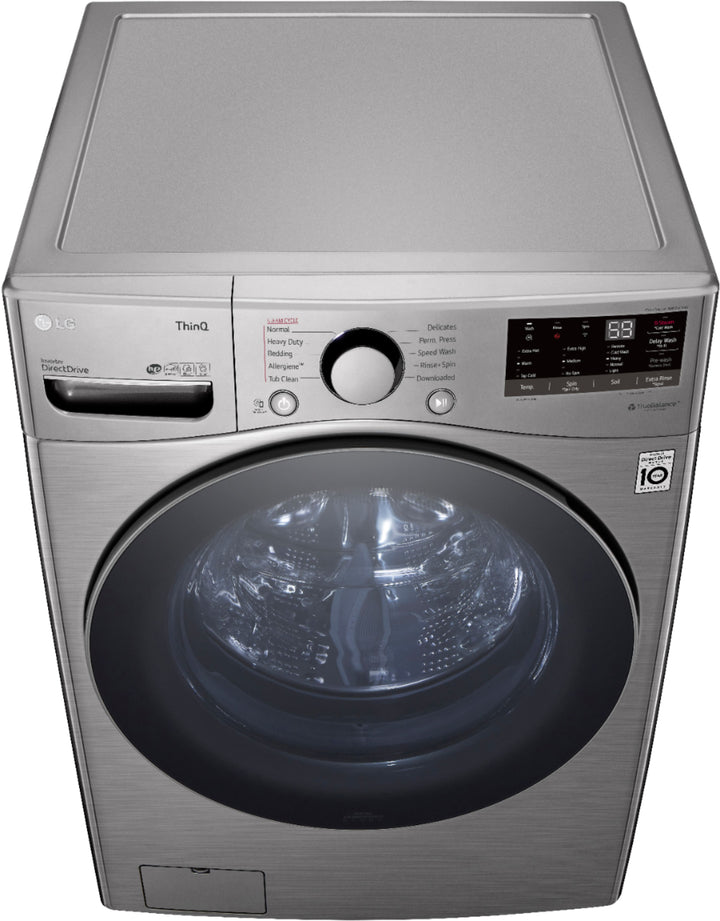 LG - 4.5 Cu. Ft. High-Efficiency Stackable Smart Front Load Washer with Steam and 6Motion Technology - Graphite steel_21