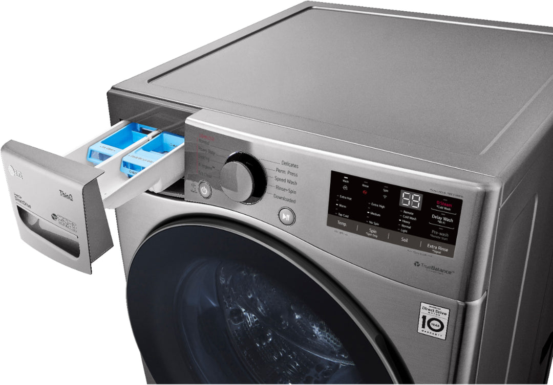 LG - 4.5 Cu. Ft. High-Efficiency Stackable Smart Front Load Washer with Steam and 6Motion Technology - Graphite steel_20