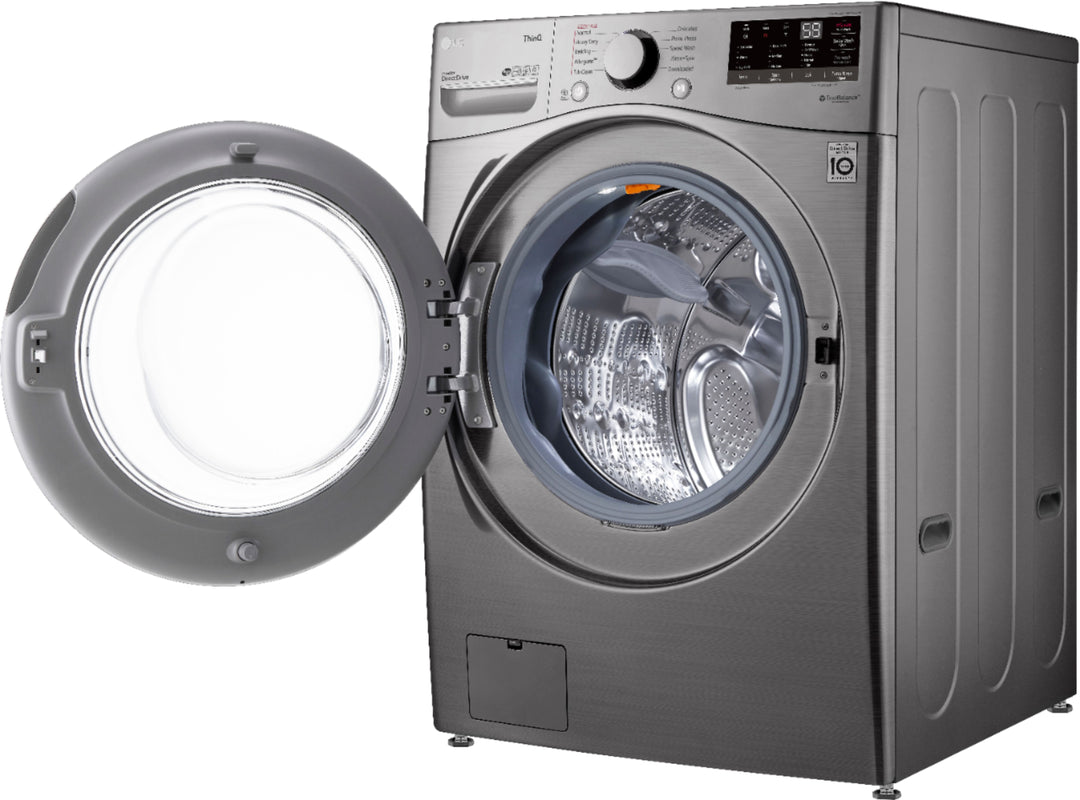 LG - 4.5 Cu. Ft. High-Efficiency Stackable Smart Front Load Washer with Steam and 6Motion Technology - Graphite steel_18