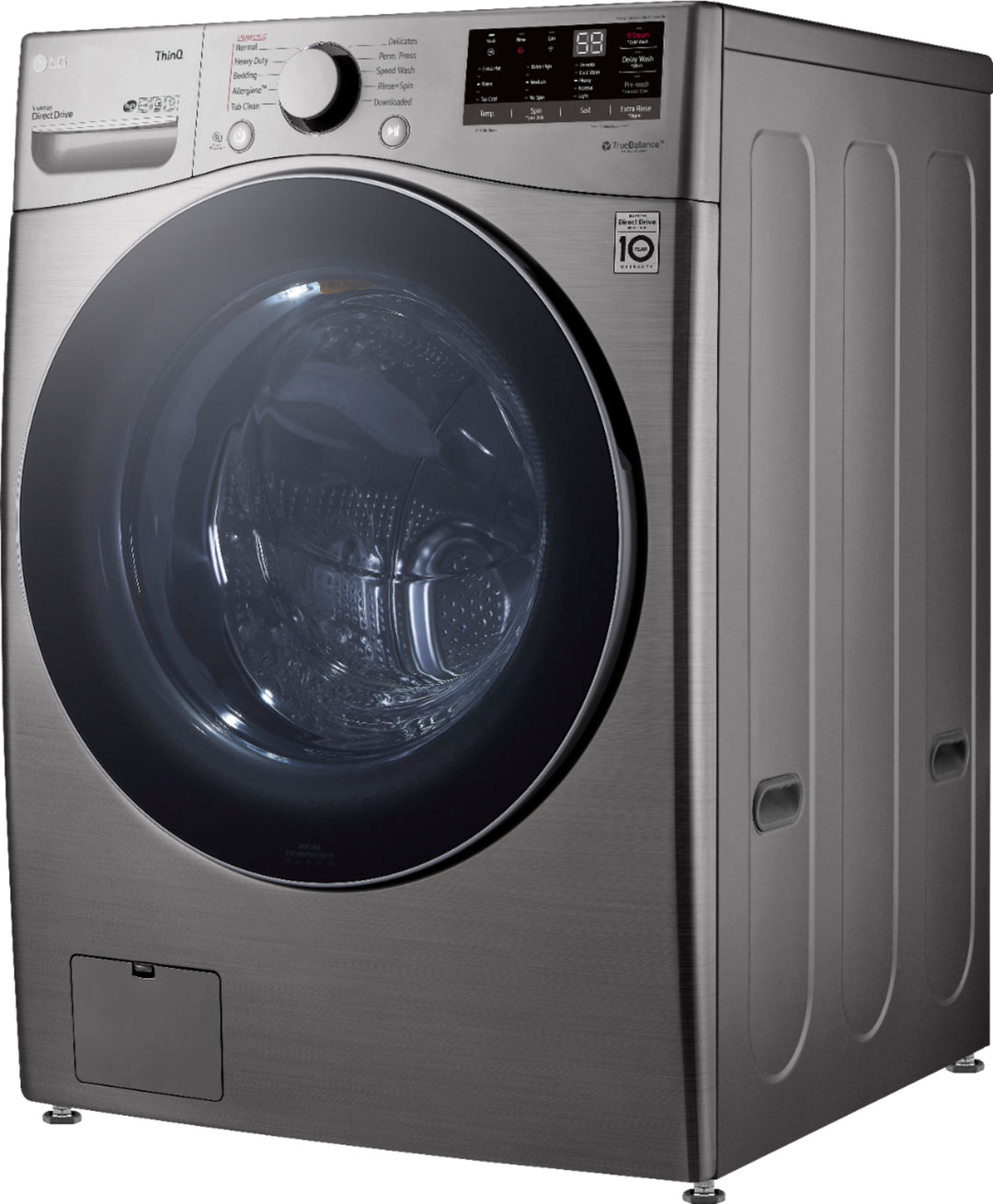 LG - 4.5 Cu. Ft. High-Efficiency Stackable Smart Front Load Washer with Steam and 6Motion Technology - Graphite steel_12