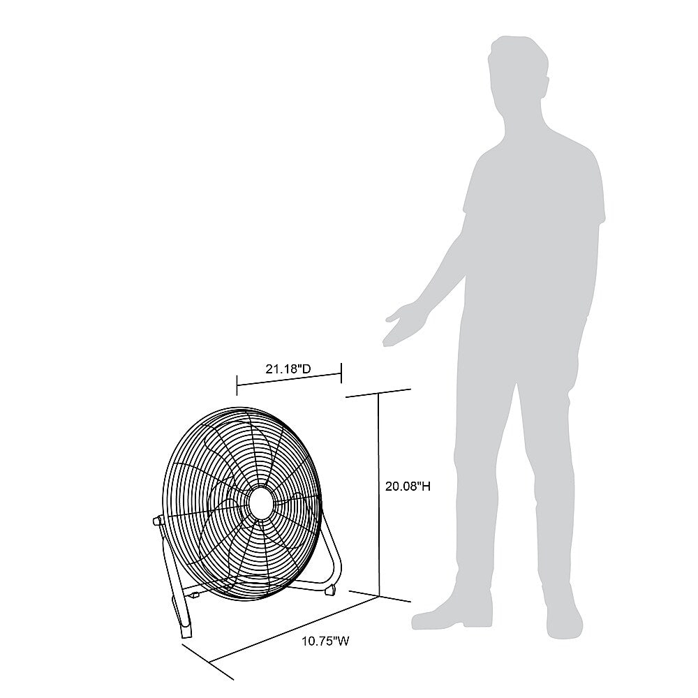 NewAir - 3000 CFM 18” High Velocity Portable Floor Fan with 3 Fan Speeds and Long-Lasting Ball Bearing Motor - Black_3
