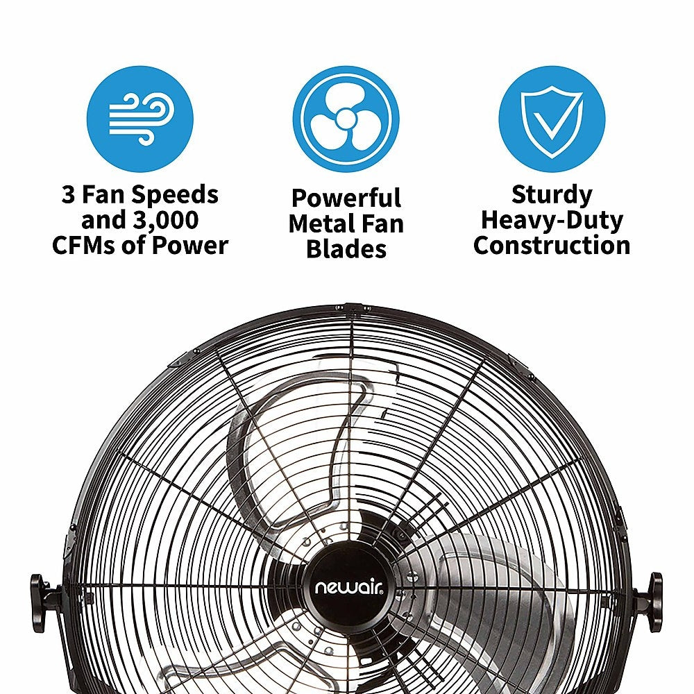 NewAir - 3000 CFM 18” High Velocity Portable Floor Fan with 3 Fan Speeds and Long-Lasting Ball Bearing Motor - Black_14