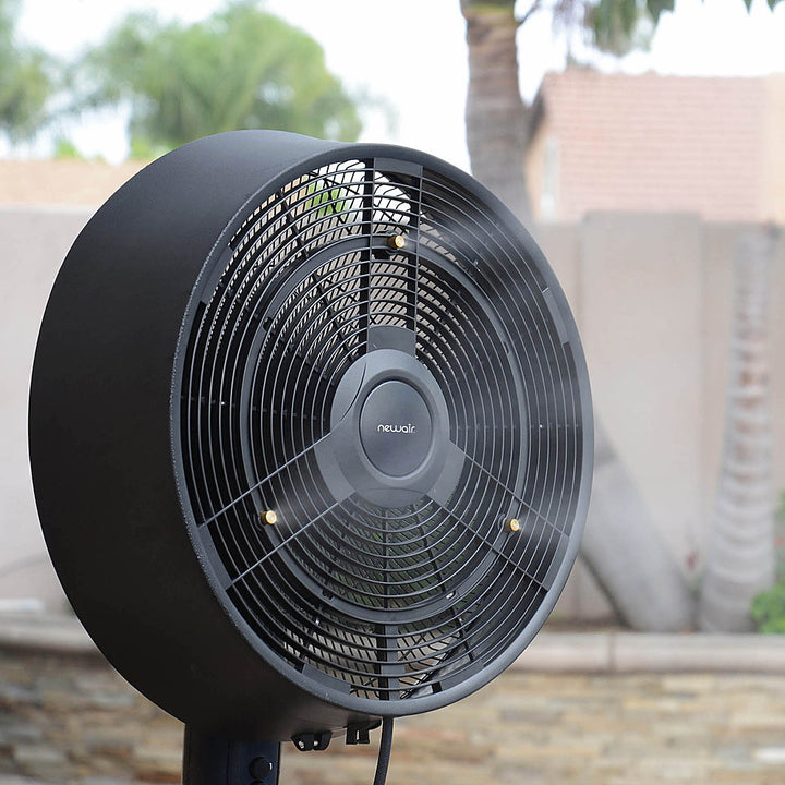 NewAir - Outdoor Misting Fan and Pedestal Fan in Black, Cools 500 sq. ft. with 3 Fan Speeds and Wide-Angle Oscillation - black_11