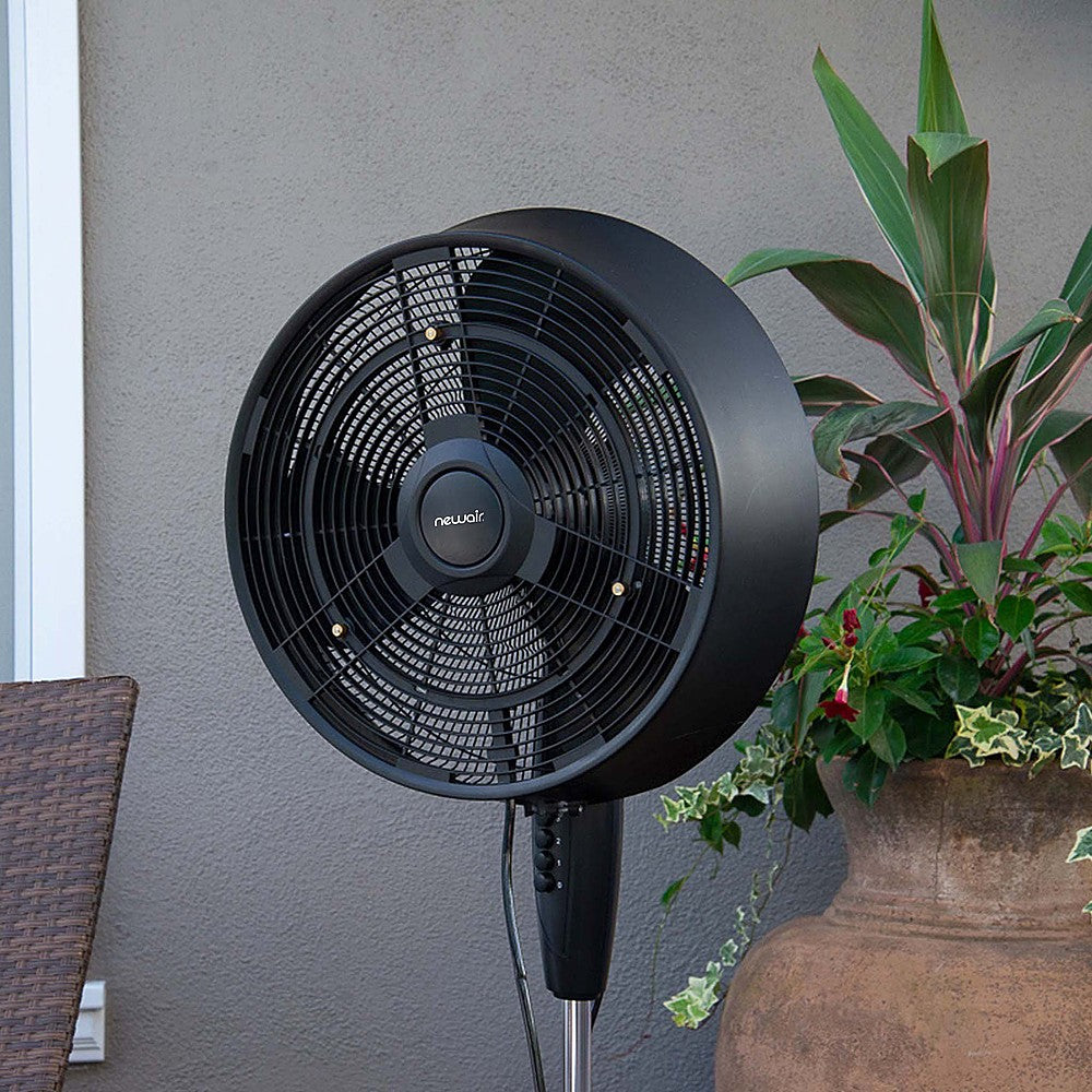 NewAir - Outdoor Misting Fan and Pedestal Fan in Black, Cools 500 sq. ft. with 3 Fan Speeds and Wide-Angle Oscillation - black_8
