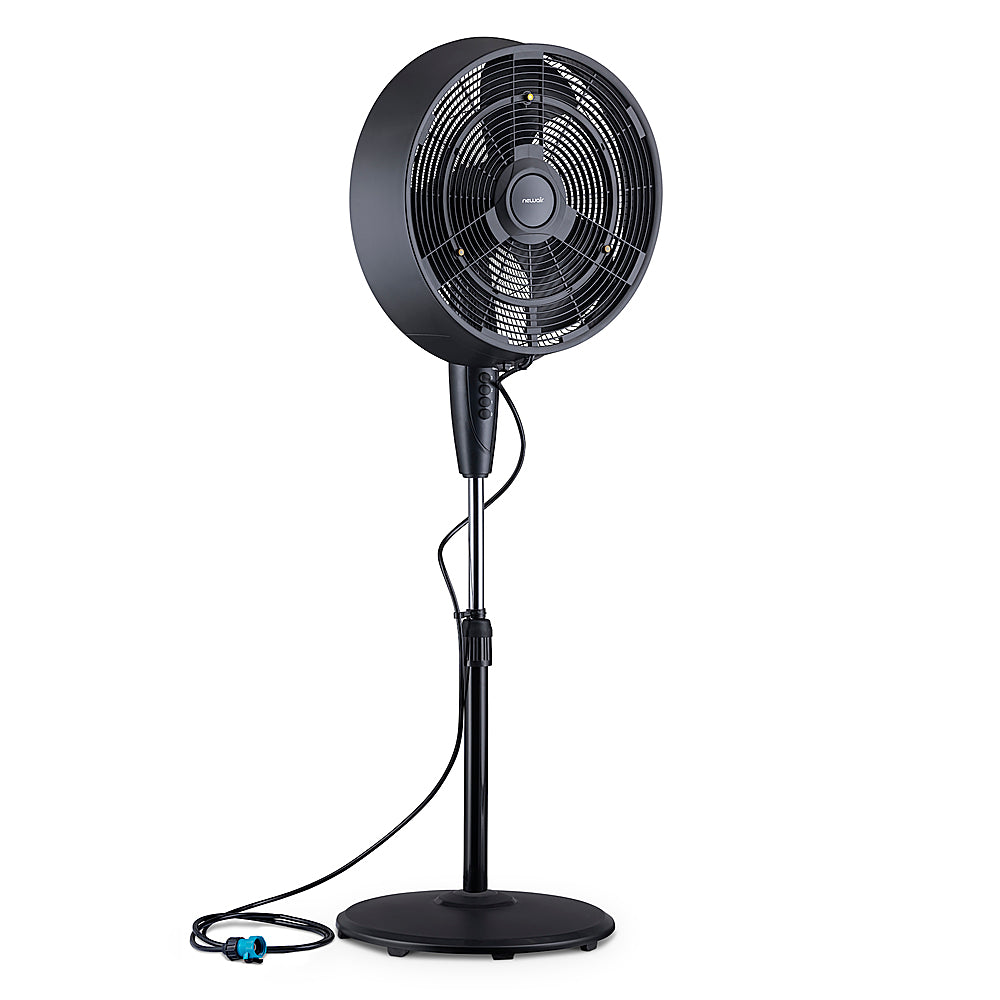 NewAir - Outdoor Misting Fan and Pedestal Fan in Black, Cools 500 sq. ft. with 3 Fan Speeds and Wide-Angle Oscillation - black_3