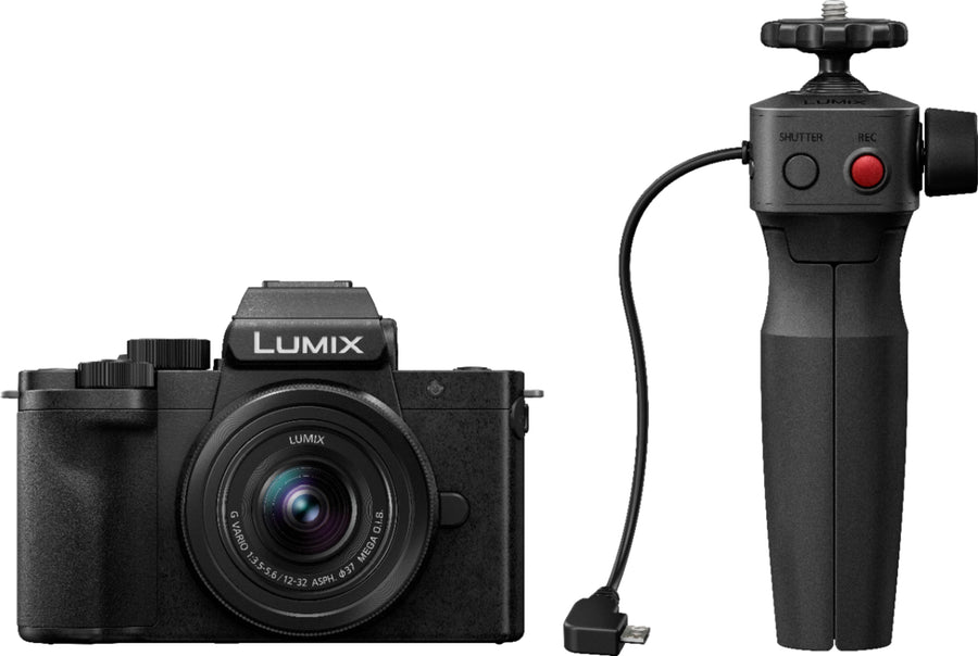 Panasonic - LUMIX G100 Mirrorless Camera for Photo, 4K Video and Vlogging, 12-32mm Lens, Tripod Grip Bundle – DC-G100VK - Black_0