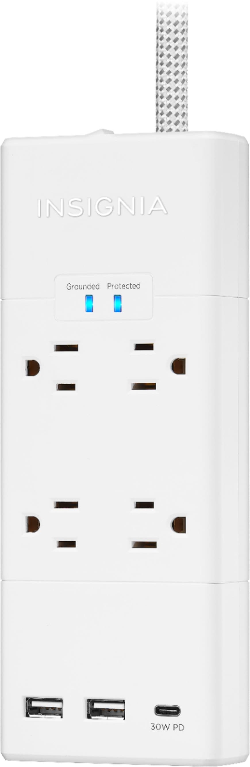 Insignia™ - 4-Outlet/3-USB Surge Protector Strip - White_4