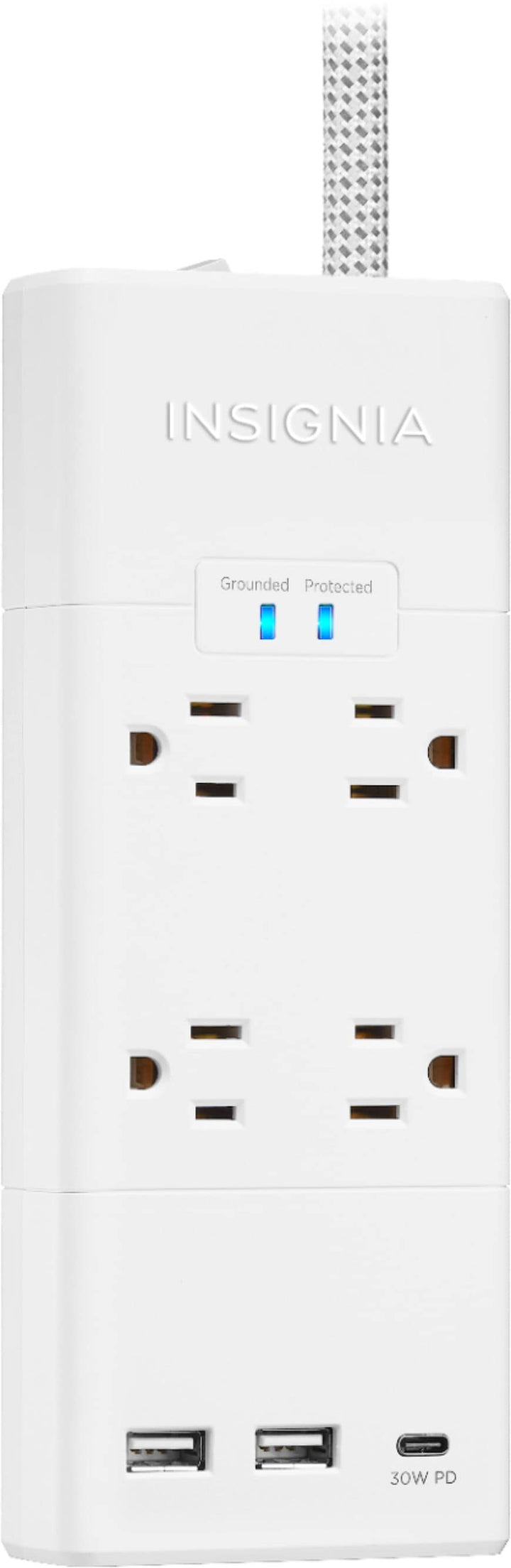 Insignia™ - 4-Outlet/3-USB Surge Protector Strip - White_2