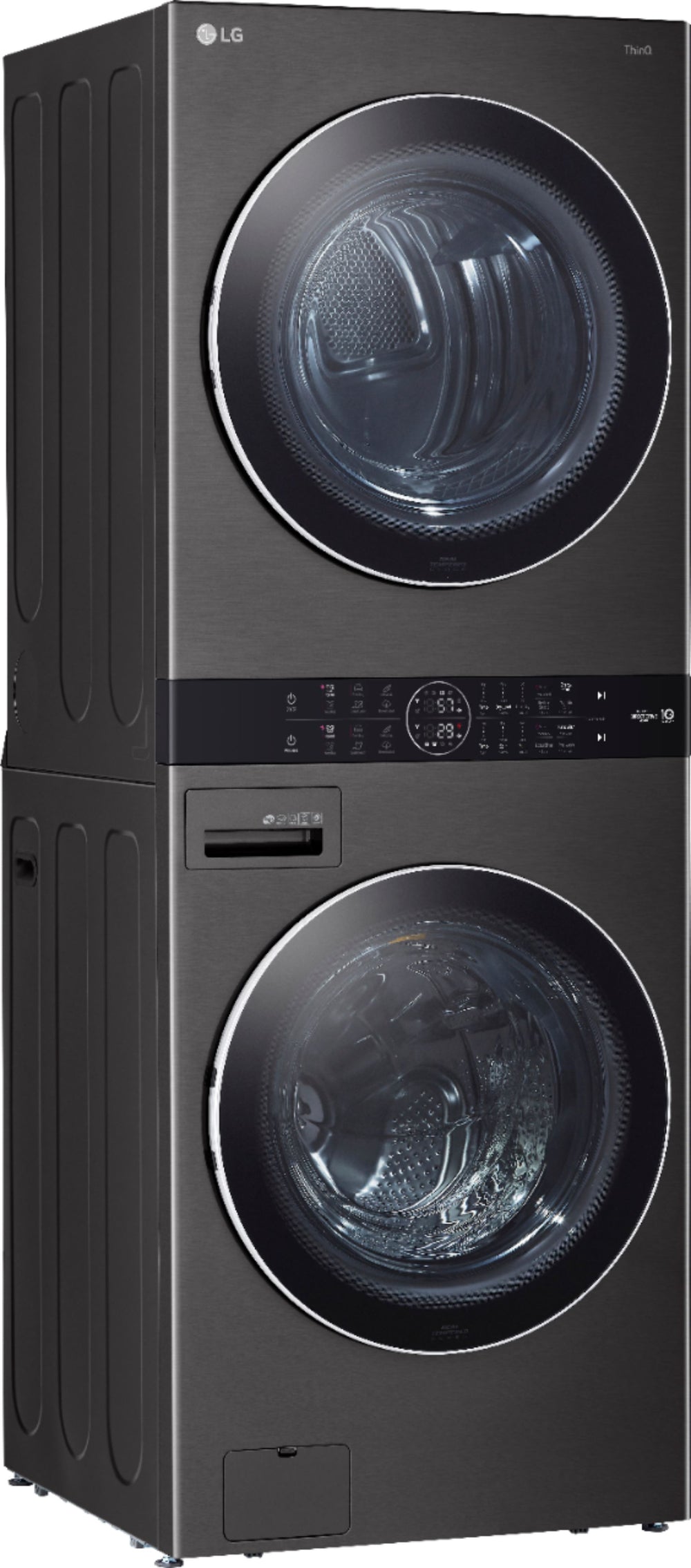 LG - 4.5 Cu. Ft. HE Smart Front Load Washer and 7.4 Cu. Ft. Gas Dryer WashTower with Steam and Built-In Intelligence - Black steel_1