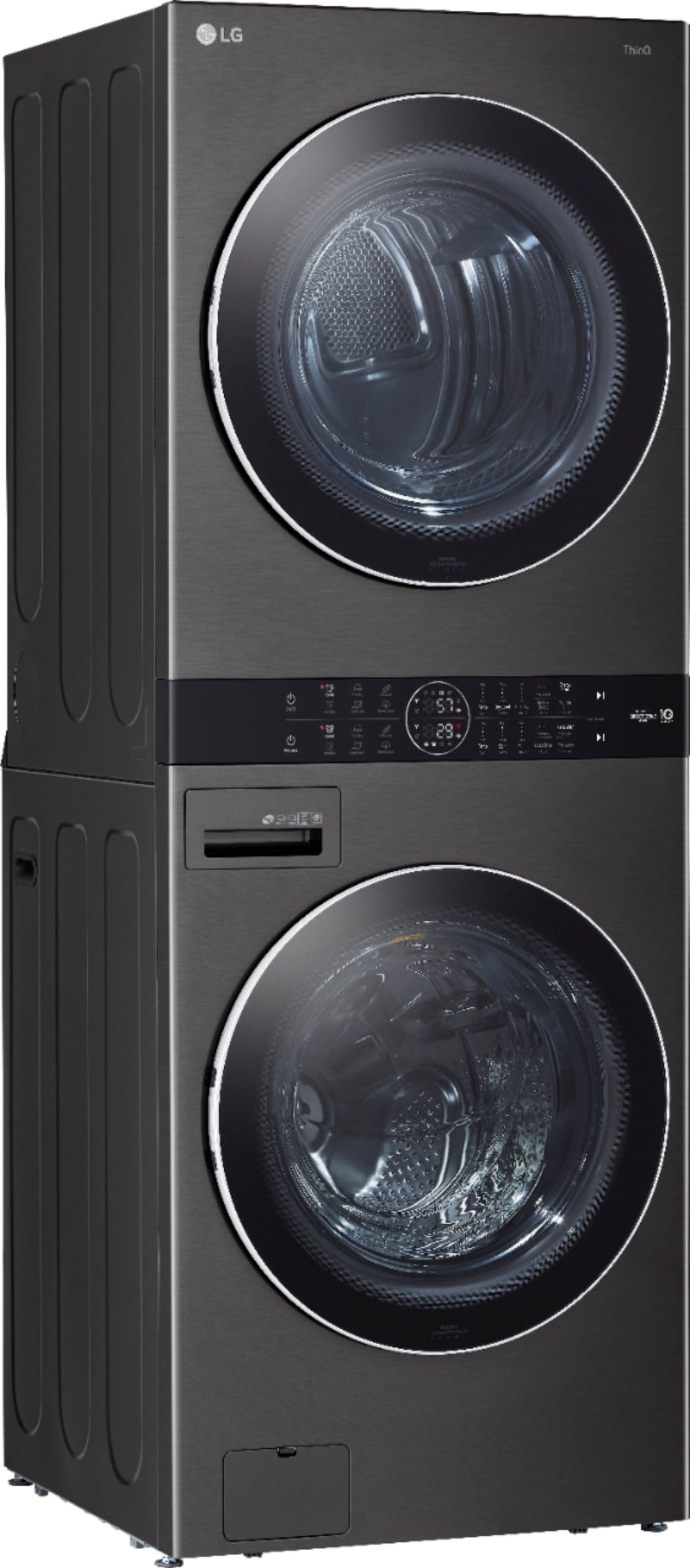 LG - 4.5 Cu. Ft. HE Smart Front Load Washer and 7.4 Cu. Ft. Electric Dryer WashTower with Steam and Built-In Intelligence - Black steel_1