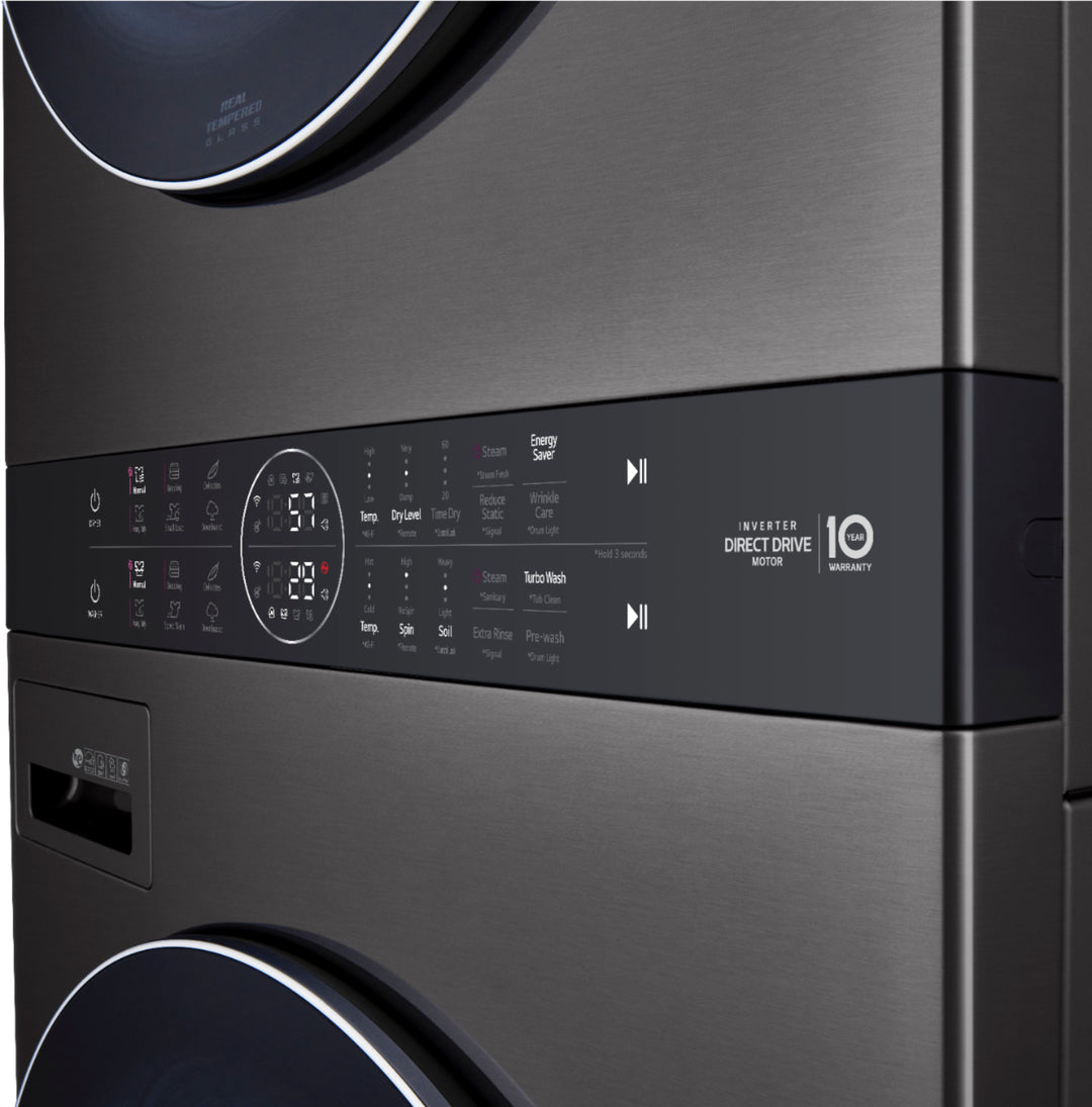 LG - 4.5 Cu. Ft. HE Smart Front Load Washer and 7.4 Cu. Ft. Electric Dryer WashTower with Steam and Built-In Intelligence - Black steel_6