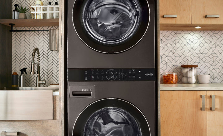 LG - 4.5 Cu. Ft. HE Smart Front Load Washer and 7.4 Cu. Ft. Electric Dryer WashTower with Steam and Built-In Intelligence - Black steel_14