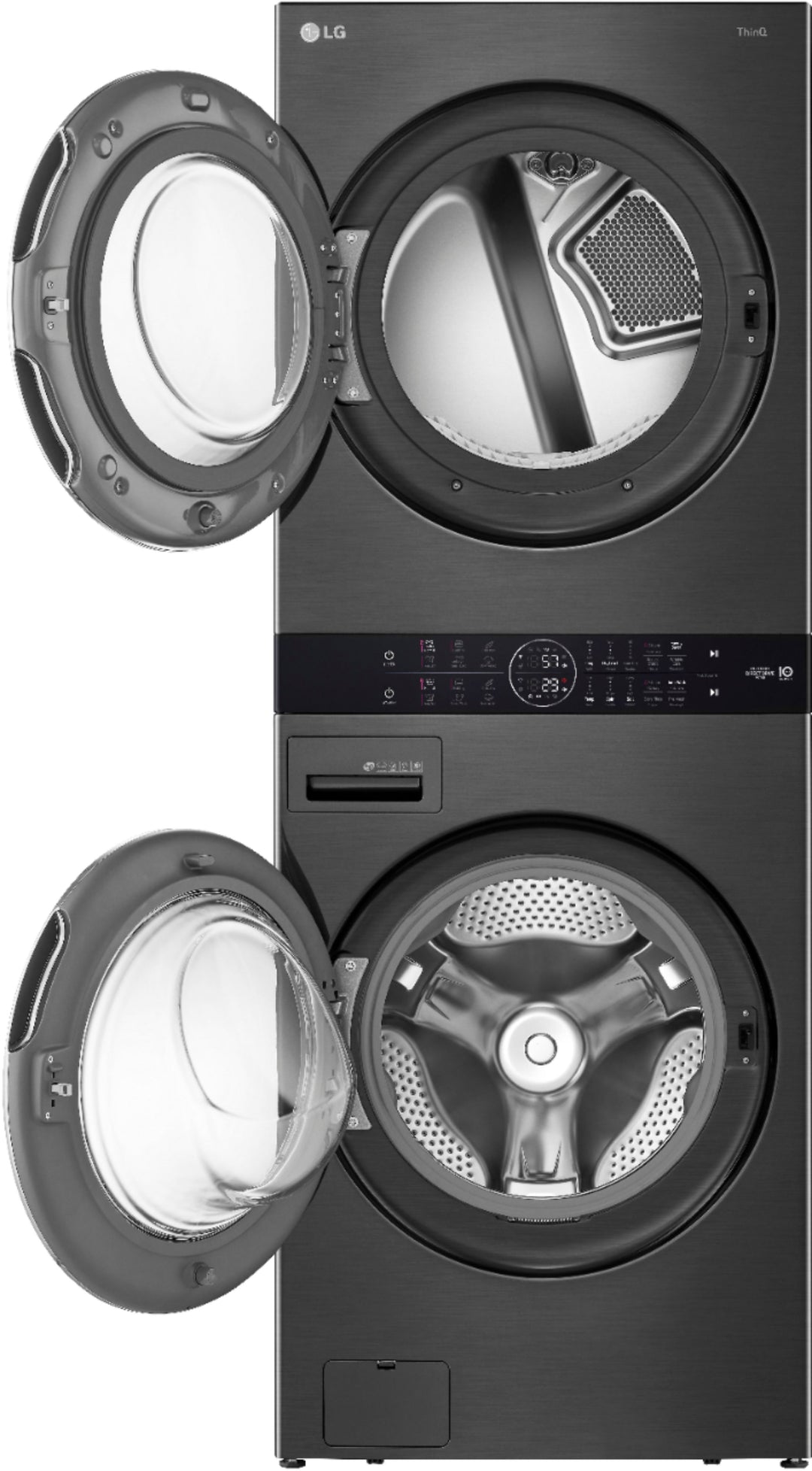 LG - 4.5 Cu. Ft. HE Smart Front Load Washer and 7.4 Cu. Ft. Electric Dryer WashTower with Steam and Built-In Intelligence - Black steel_11