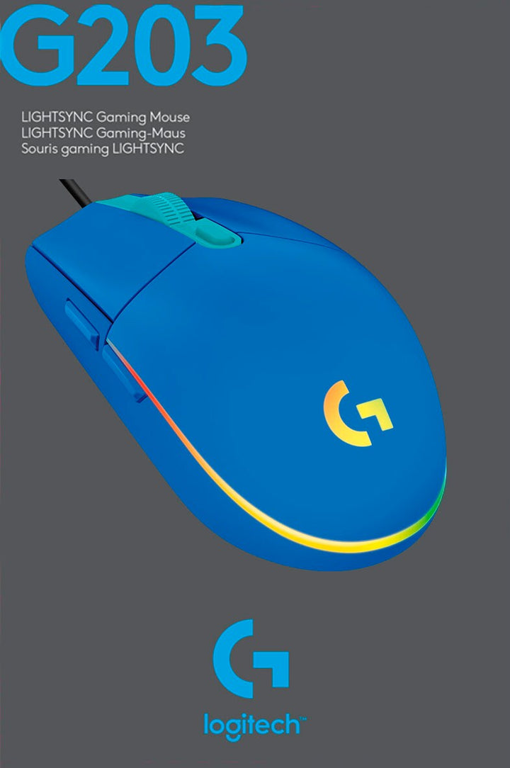Logitech - G203 LIGHTSYNC Wired Optical Gaming Mouse with 8,000 DPI sensor - Blue_4