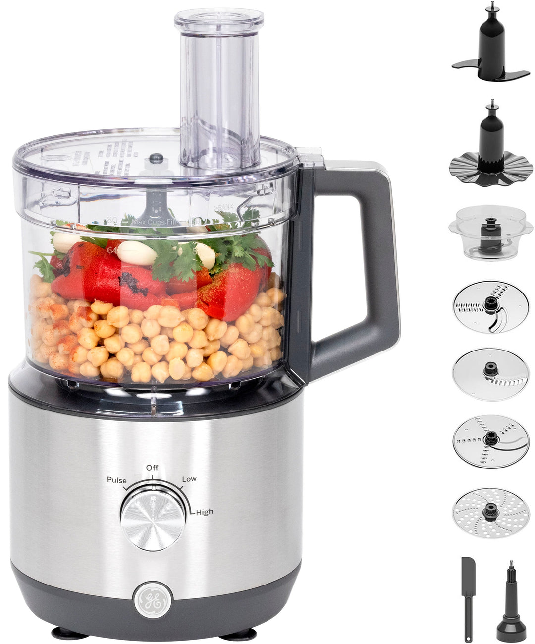 GE - 12-Cup Food Processor with Accessories - Stainless Steel_0