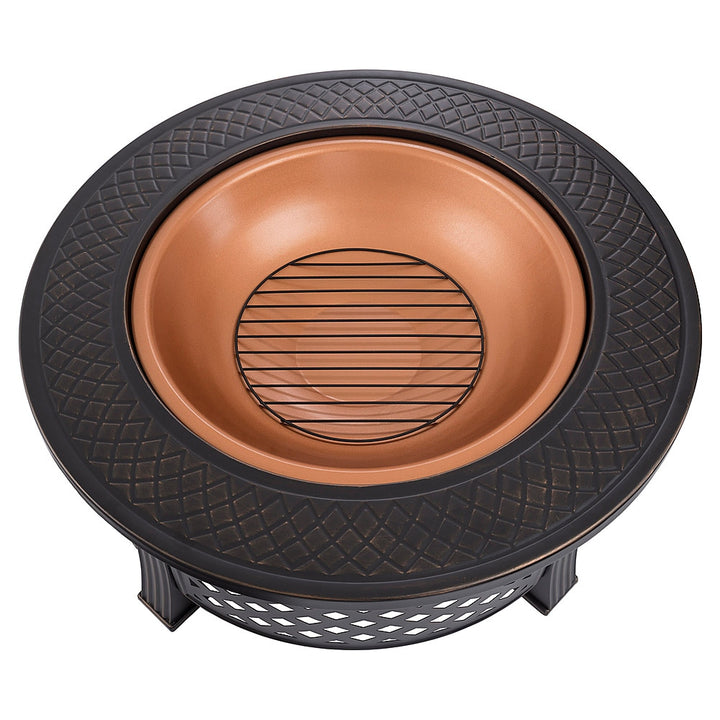 Pure Garden - Fire Pit Set, Wood Burning Pit - Includes Spark Screen and Log Poker, 32” Round Metal Firepit - Black and Copper_4