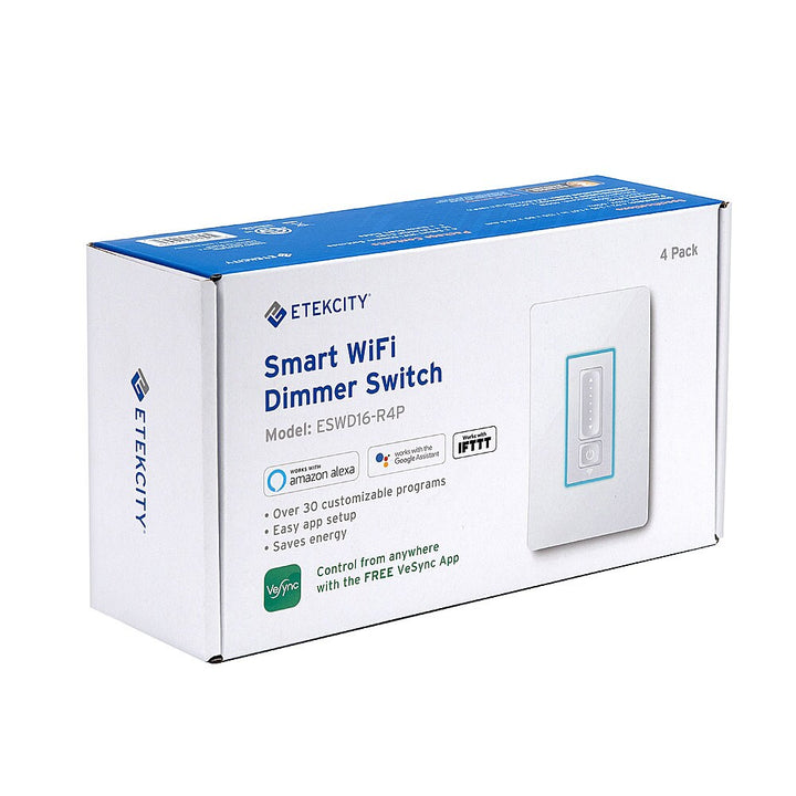 Etekcity - Smart Wi-Fi Dimmer Switch (4-Pack) - White_2