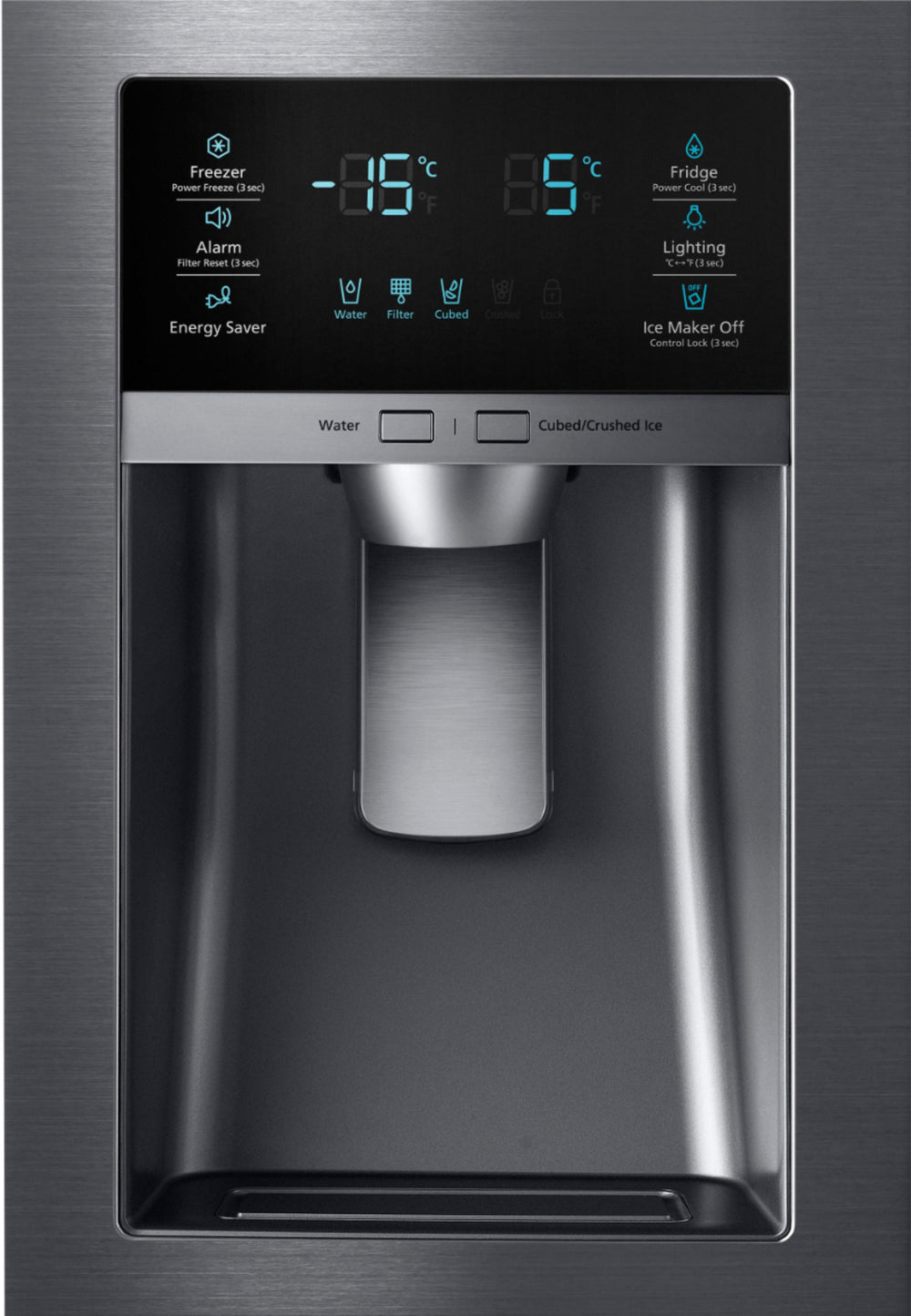 Samsung - 25 cu. ft. Large Capacity 4-Door French Door Refrigerator with External Water & Ice Dispenser - Black stainless steel_1