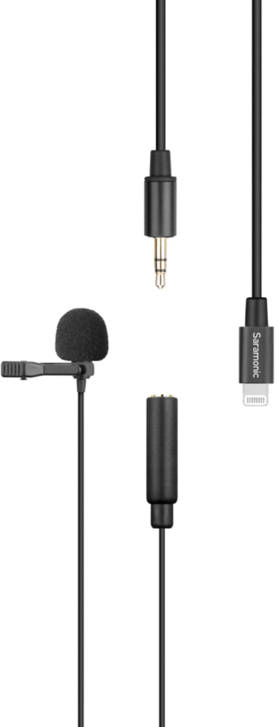 Saramonic - Lavalier Microphone with Lightning for Apple iPhone, or iPad w/ a Built-in 6.6-foot (2m) Cable (LavMicro U1A)_0