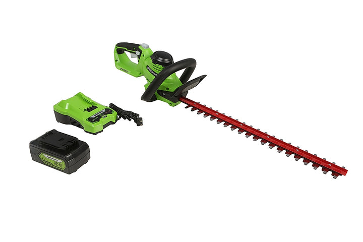 Greenworks - 22 in. 24-Volt Cordless Hedge Trimmer (4.0Ah Battery and Charger Included) - Black/Green_7