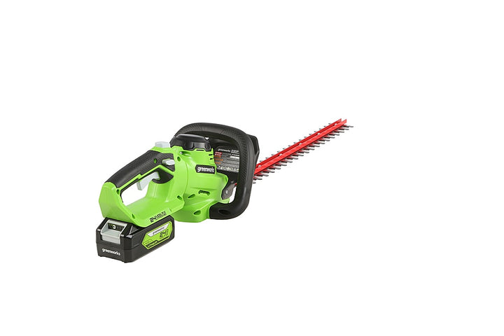 Greenworks - 22 in. 24-Volt Cordless Hedge Trimmer (4.0Ah Battery and Charger Included) - Black/Green_3