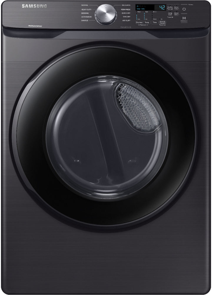 Samsung - 7.5 Cu. Ft. Stackable Electric Dryer with Sensor Dry - Black Stainless Steel_0