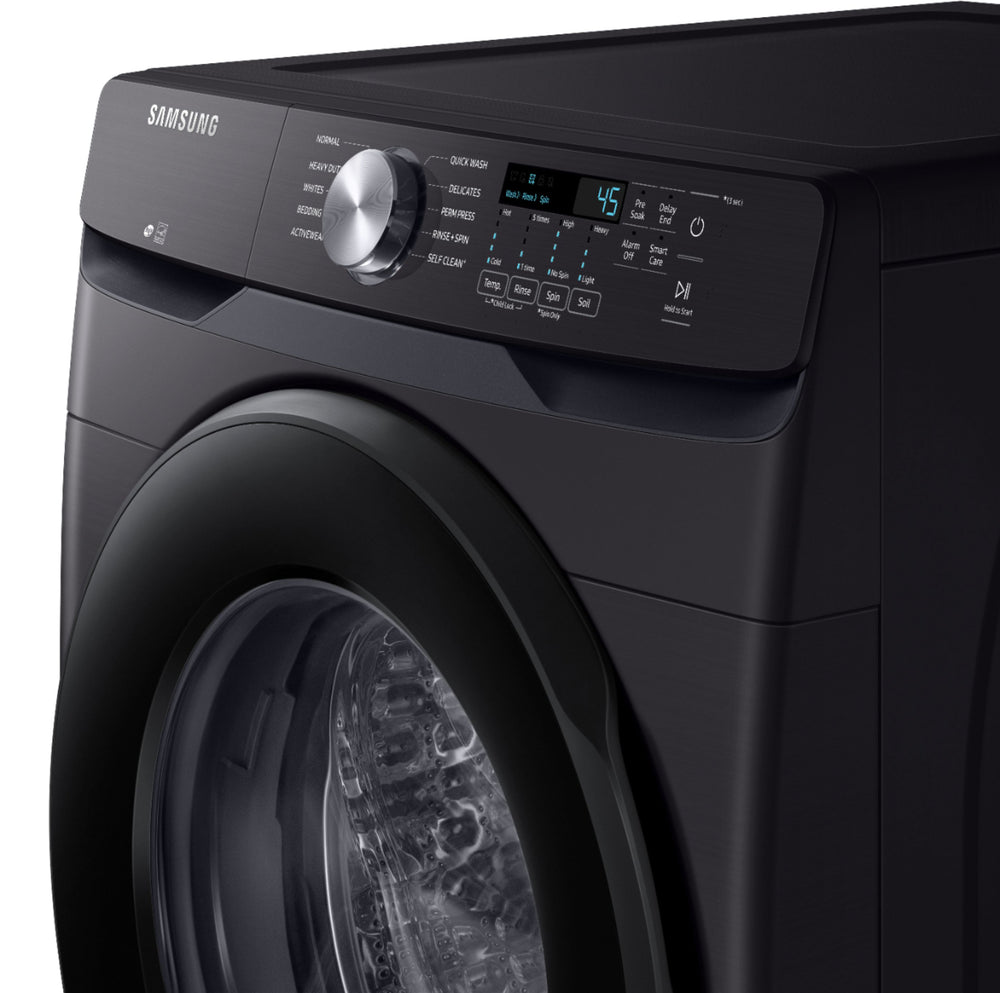 Samsung - 4.5 Cu. Ft. High Efficiency Stackable Front Load Washer with Steam and Vibration Reduction Technology+ - Black Stainless Steel_1