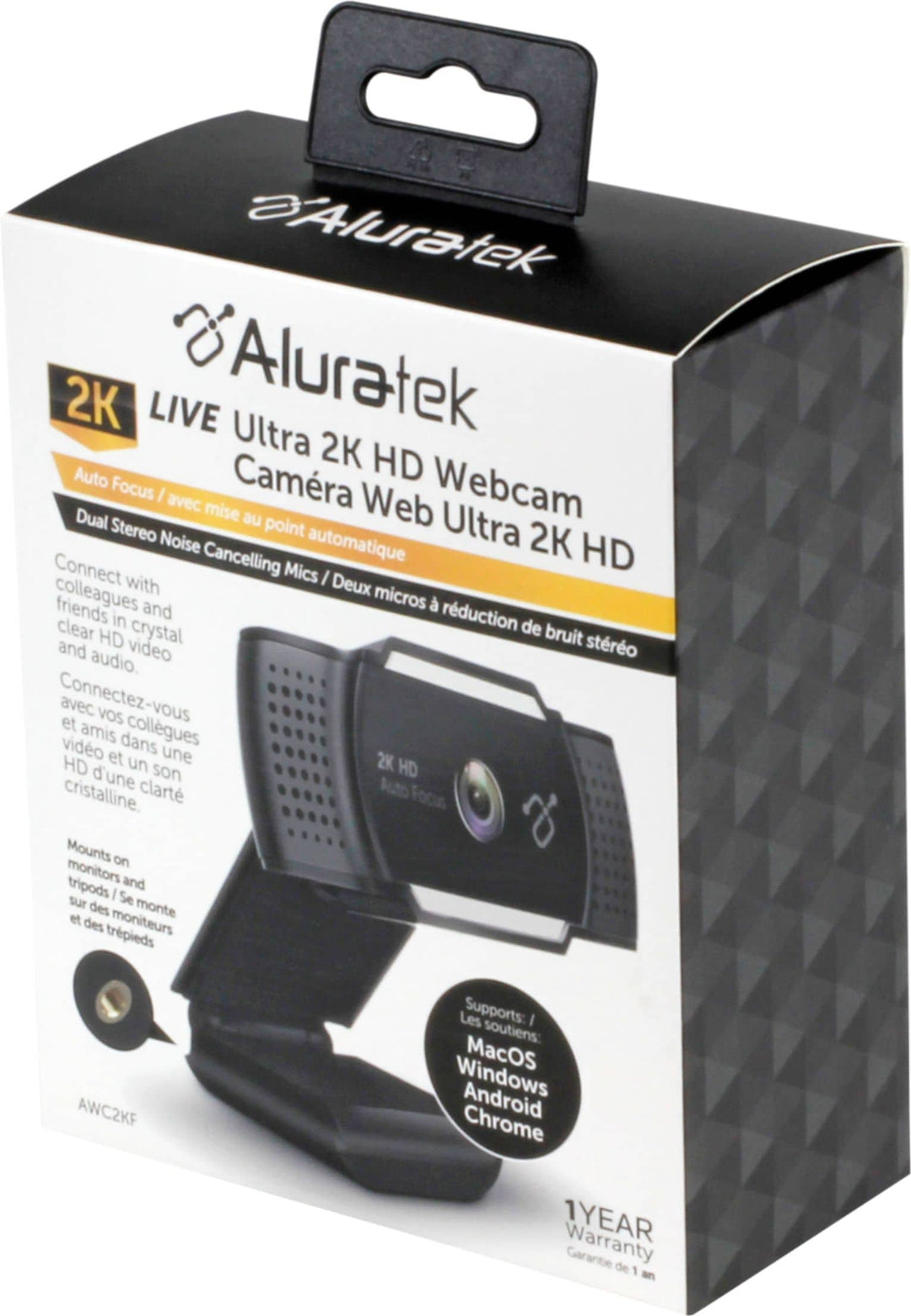 Aluratek - Live Ultra 2K HD 2560 x 1600 Webcam with Auto Focus and Dual Stereo Noise Cancelling Mics - Black_4