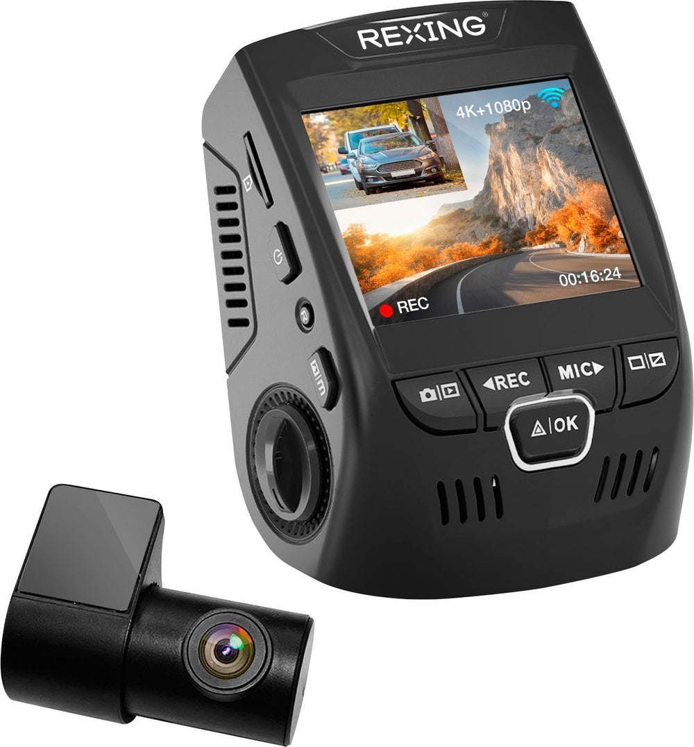 Rexing - V1P Plus 4K UHD Front and Rear Dash Cam with Wi-Fi - Black_1