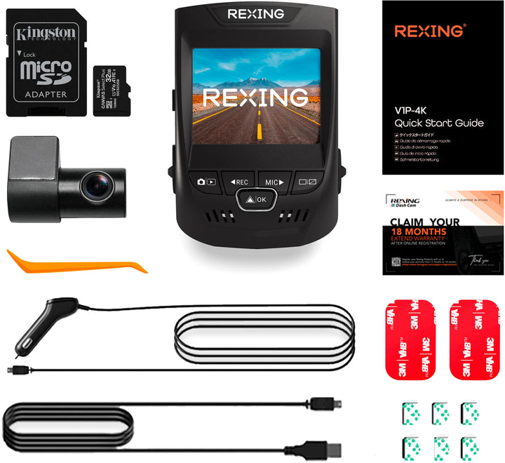 Rexing - V1P Plus 4K UHD Front and Rear Dash Cam with Wi-Fi - Black_2