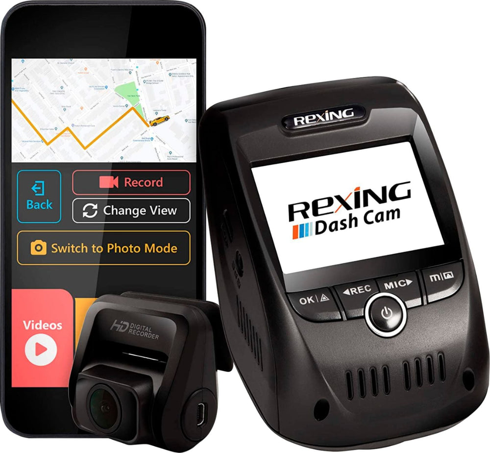 Rexing - V1P Pro Plus Front and Rear Dash Cam with Built-in GPS and Wi-Fi Connect - Black_1