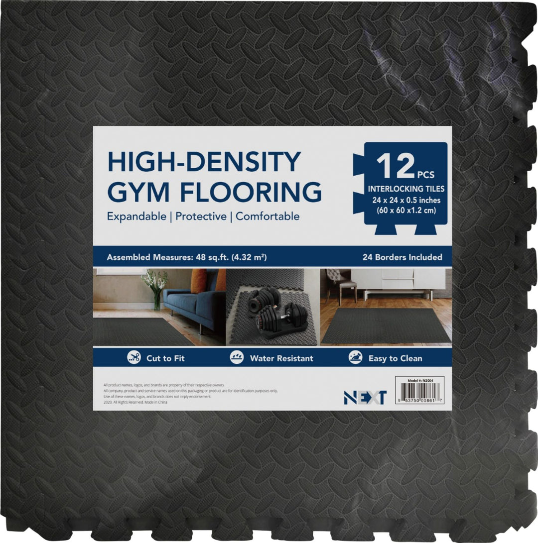 NEXT - 48ft Gym Flooring Exercise Mats - Black_2