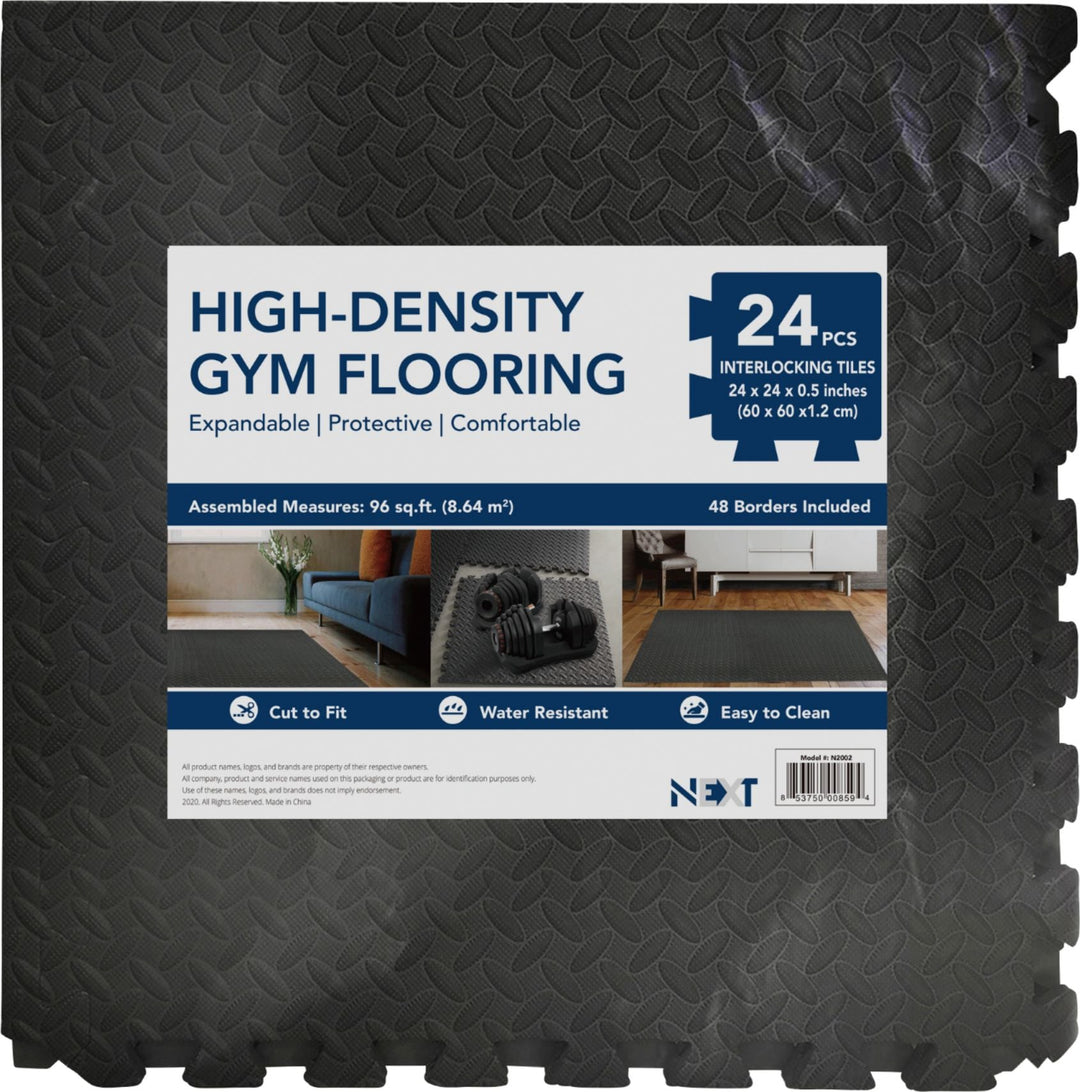 NEXT - 96ft Gym Flooring Exercise Mats - Black_3