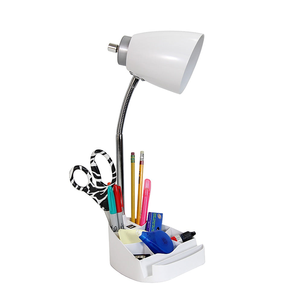 Limelights - Gooseneck Organizer Desk Lamp with iPad Tablet Stand Book Holder and USB port - White_1