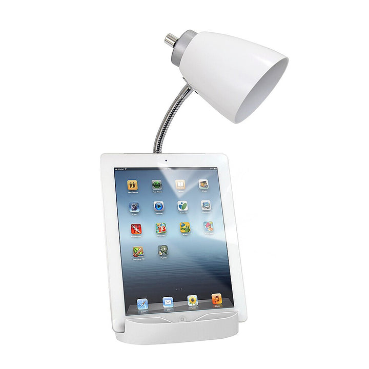 Limelights - Gooseneck Organizer Desk Lamp with iPad Tablet Stand Book Holder and USB port - White_4