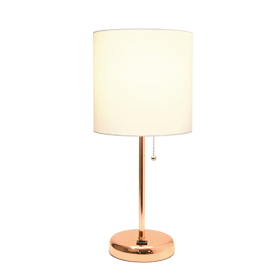 Limelights - Stick Lamp with USB charging port and Fabric Shade - White/Rose Gold_0
