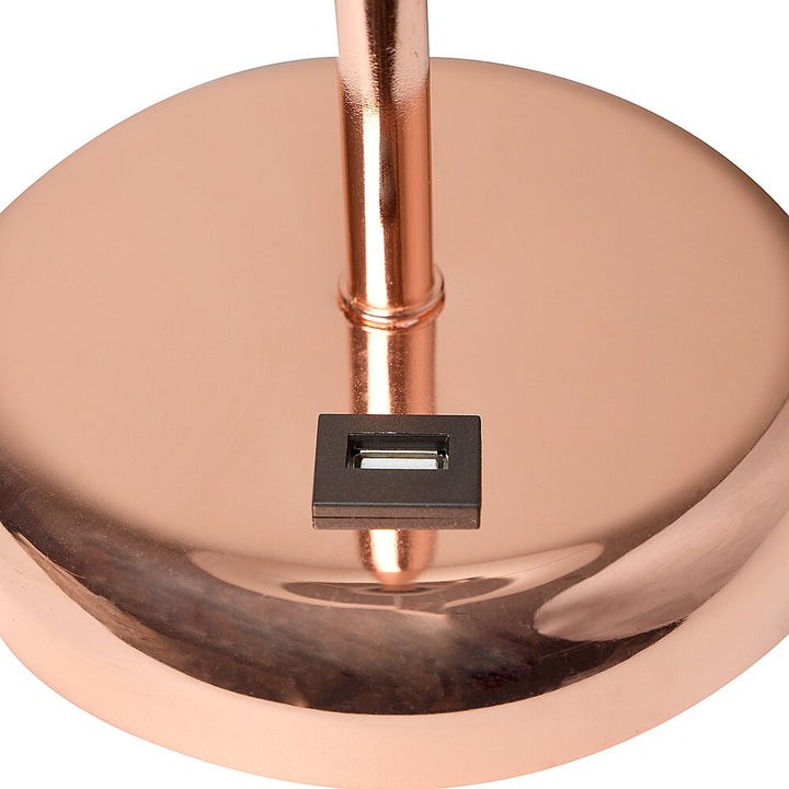 Limelights - Stick Lamp with USB charging port and Fabric Shade - White/Rose Gold_6