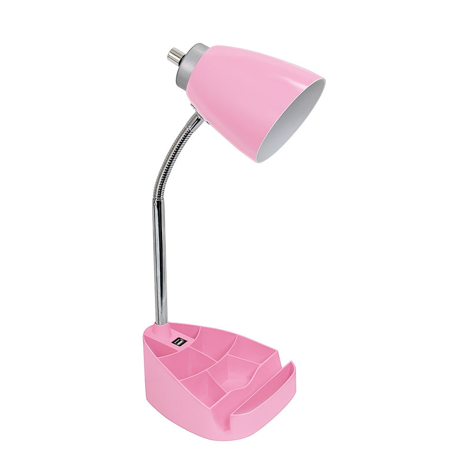 Limelights - Gooseneck Organizer Desk Lamp with iPad Tablet Stand Book Holder and USB port - Pink_0