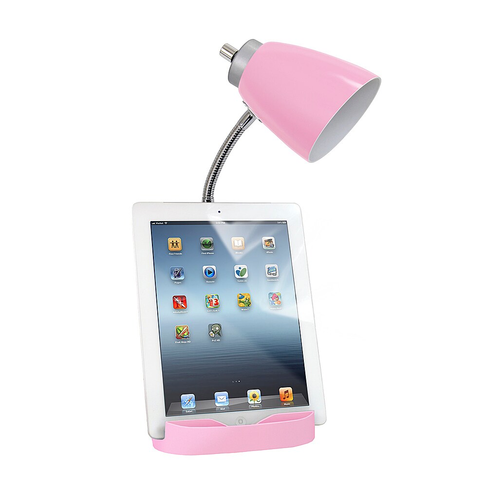 Limelights - Gooseneck Organizer Desk Lamp with iPad Tablet Stand Book Holder and USB port - Pink_1
