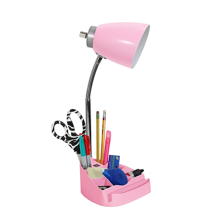 Limelights - Gooseneck Organizer Desk Lamp with iPad Tablet Stand Book Holder and USB port - Pink_3